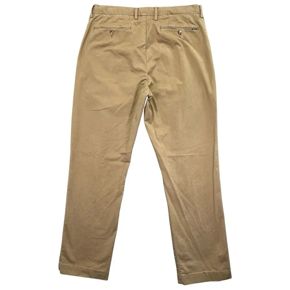 Polo Ralph Lauren Mens Chino Pants Cotton Stretch Tan Khaki 34x32 Classic Fit